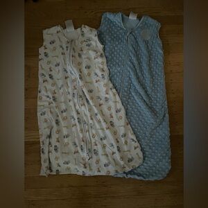 Halo SleepSack with Animal Print and minky light blue